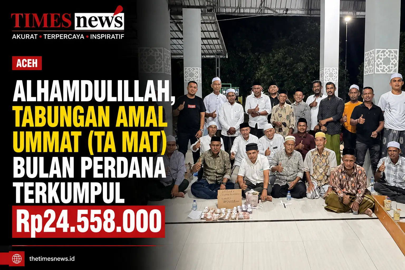 Alhamdulillah, TA MAT Masjid Besar Samalanga Bulan Perdana Terkumpul Rp24.558.000”